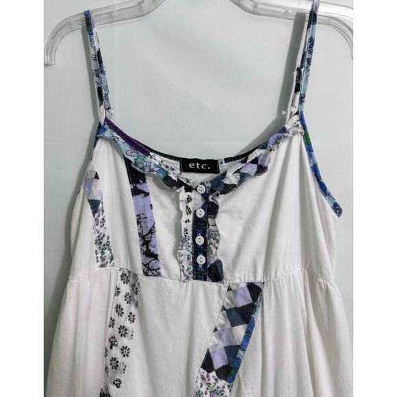 Etc. Boho Hippie Patchwork Multicolor Cotton Knit Sleeveless Midi Dress Size M - Picture 5 of 10